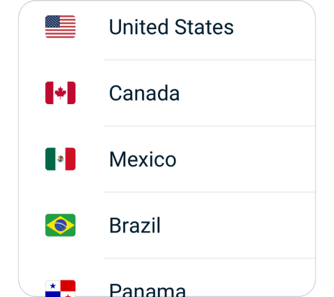 iOS connect step 2, choose VPN server location